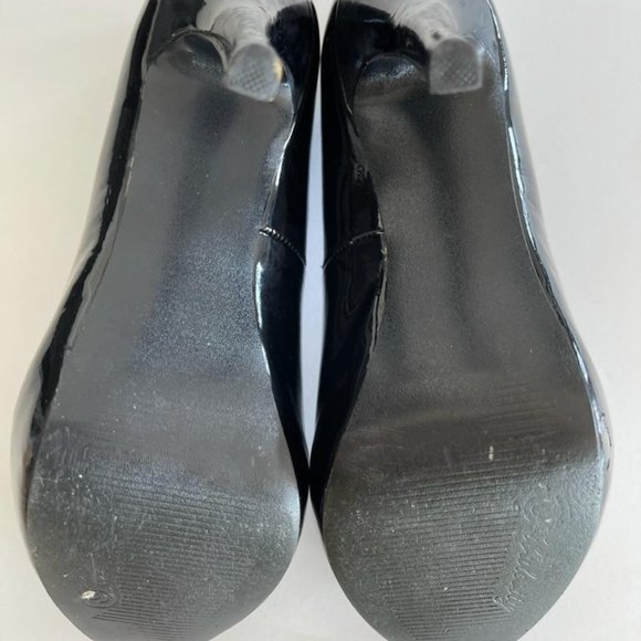 Black Patent Leather Open Toe Heels Size 7 - Picture 6 of 6